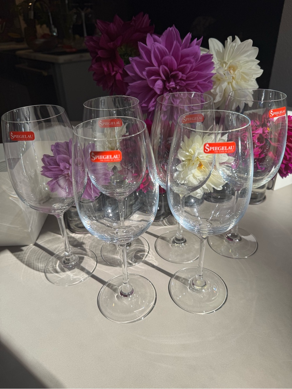 Spiegelau Crystal Wine Glasses 10” Tall Germany Set of 6 NOS Labels